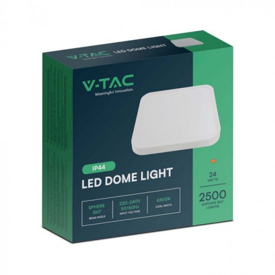 Plafoniera LED patrata 24W rama alba IP44