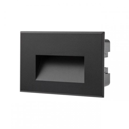 Spot LED etans XGHOST 3W incastrat in perete dreptunghiular corp negru IP65