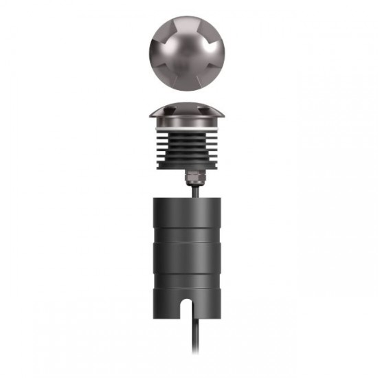 Spot LED etans 3W XROUTE 4 directii rotund cu montaj ingropat in pardoseala lumina calda 24V DC CRI90 IK08 IP67