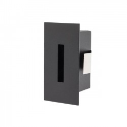 Spot LED XSIGN 3W incastrat in perete dreptunghiular negru sablat IP20