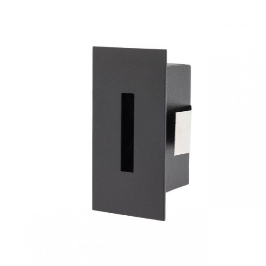 Spot LED XSIGN 3W incastrat in perete dreptunghiular negru sablat IP20