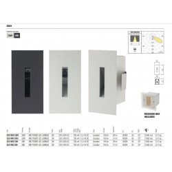 Spot LED XSIGN 3W incastrat in perete dreptunghiular alb sablat IP20