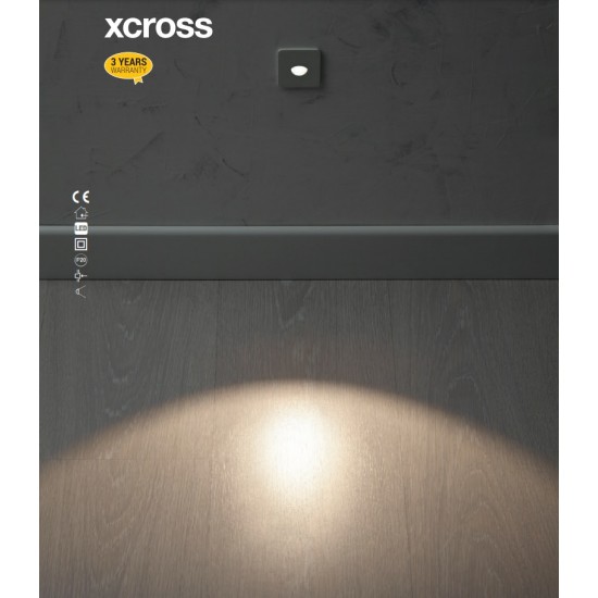 Spot LED XCROSS 3W incastrat in perete patrat alb negru CRI95 IP20