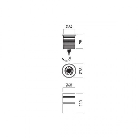 Spot LED etans 10W XGROUND rotund 3 grade cu montaj ingropat in pardoseala UGR<16 IK08 IP67