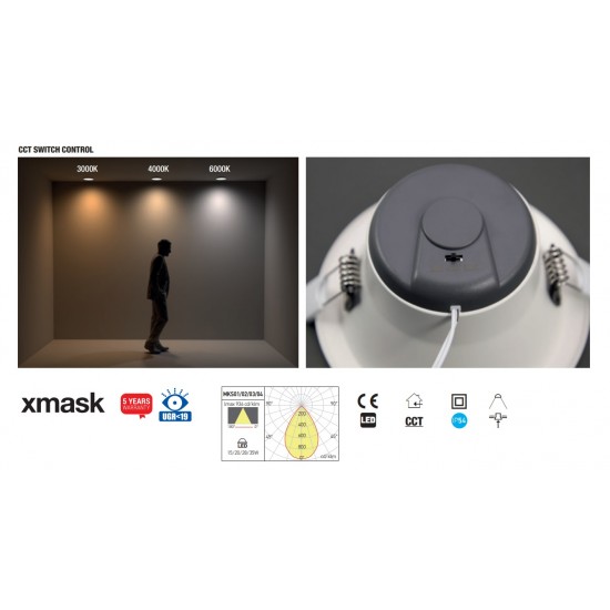 Spot LED etans 15W rotund XMASK CCT 145mm 60 grade CRI90 UGR<19 IP54