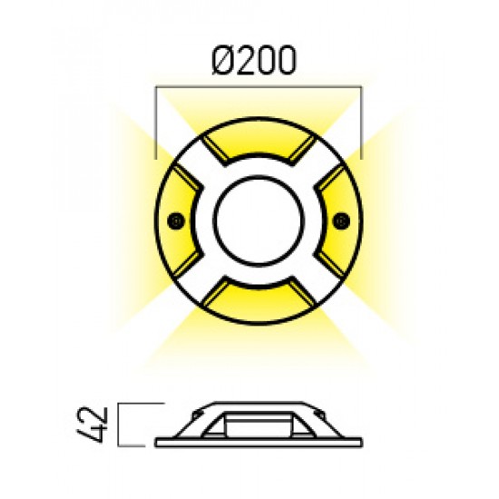 Spot LED etans 12W XPUCK 4 directii cu montaj aparent pentru pardoseala alb cald