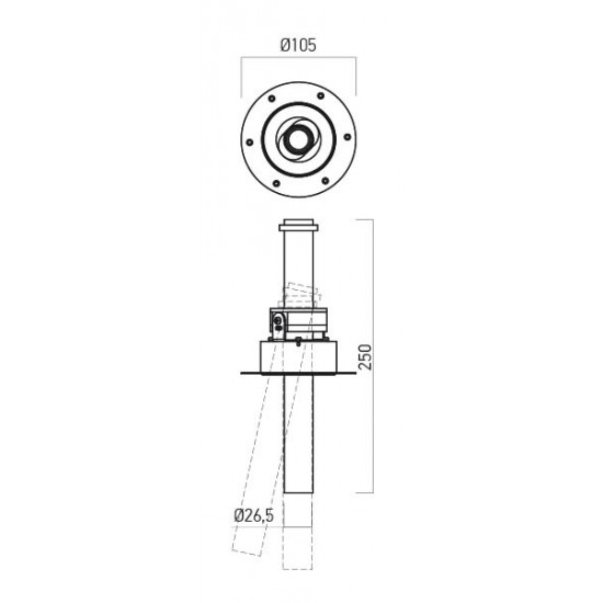 Proiector LED 9W incastrat XVECTOR 250mm corp alb orientabil retractabil alb cald fara rama vizibila