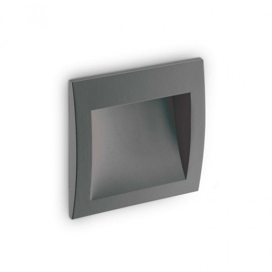 Spot LED WIRE 4W incastrat in perete patrat corp gri antracit lumina calda IP65