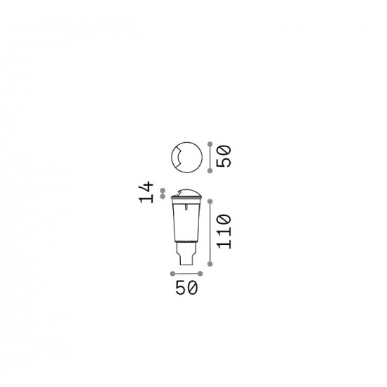 Spot LED etans 1.7W WAY bidirectional rotund cu montaj ingropat in pardoseala IK10 IP67 negru