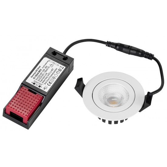 Spot LED dimabil 8W Punto Schrack rotund orientabil alb 80mm 36 grade IP65 IP20