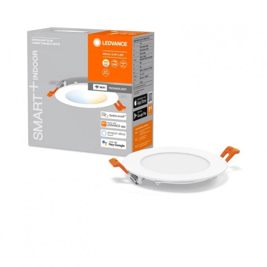 Spot LED inteligent 8W Ledvance Smart+ WiFi Spotlight Recess Slim Orbis 120mm 110 grade dimabil TW compatibil Amazon Alexa si Google Assistant IP20