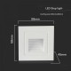 Spot LED etans 3W incastrat in perete patrat corp alb lumina calda IP65