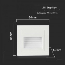 Spot LED etans 5W incastrat in perete patrat corp alb lumina calda IP65