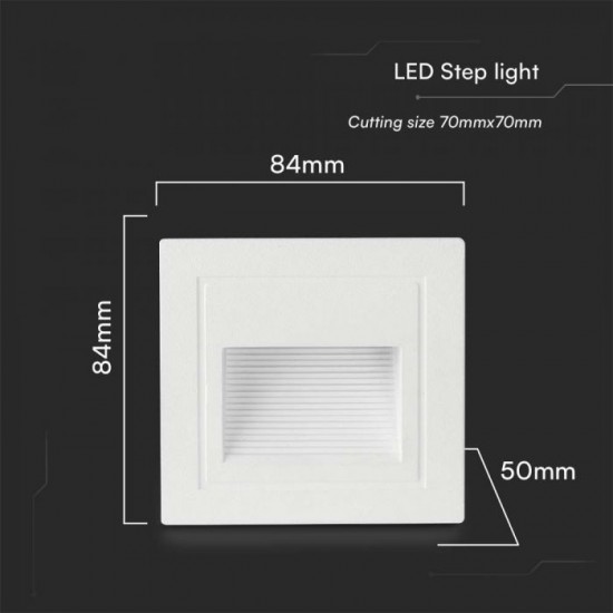 Spot LED etans 5W incastrat in perete patrat corp alb lumina calda IP65