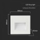 Spot LED etans 5W incastrat in perete patrat corp alb lumina calda IP65