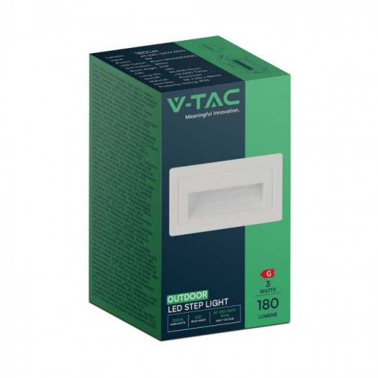 Spot LED etans 3W incastrat in perete dreptunghiular corp alb lumina calda IP65