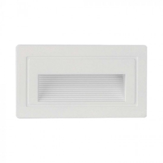 Spot LED etans 3W incastrat in perete dreptunghiular corp alb lumina calda IP65