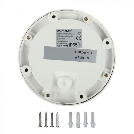 Spot LED etans 2W pentru scari rotund Corp Alb Alb Neutru