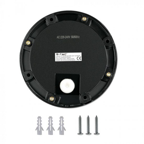 Spot LED etans 2W pentru scari rotund Corp Negru Alb Cald