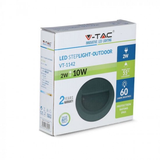 Spot LED etans 2W pentru scari rotund Corp Negru Alb Cald