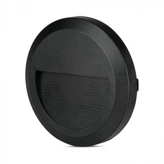 Spot LED etans 2W pentru scari rotund Corp Negru Alb Cald