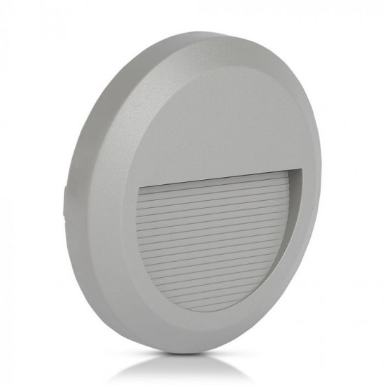 Spot LED etans 2W pentru scari rotund Corp Gri Alb Cald