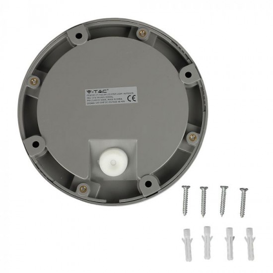 Spot LED etans 2W pentru scari rotund Corp Gri Alb Cald