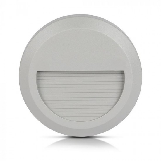 Spot LED etans 2W pentru scari rotund Corp Gri Alb Cald