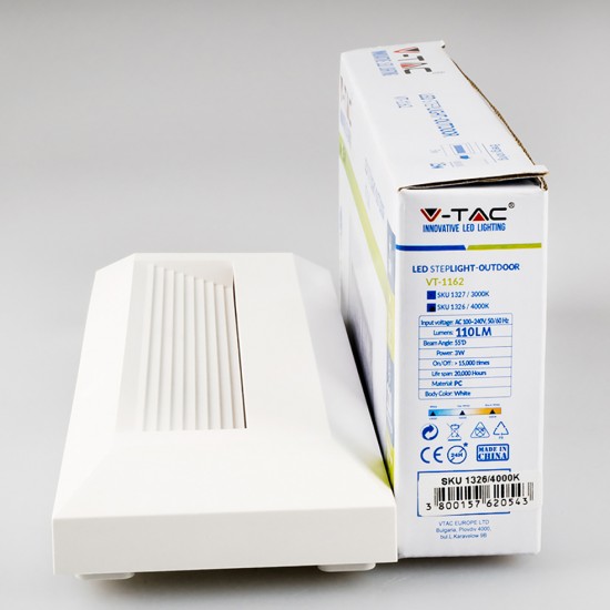 Spot LED etans 3W pentru treapta dreptunghiular Corp Alb Alb Neutru