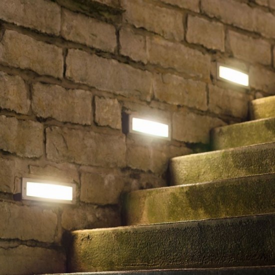 Spot LED etans 3W pentru treapta dreptunghiular Corp Alb Alb Neutru