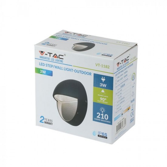 Spot LED etans 3W pentru scari rotund Corp Negru Alb Neutru