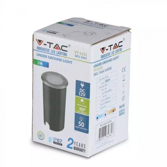 Spot LED etans 1W cu montaj ingropat in pardoseala alb rece