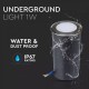 Spot LED etans 1W cu montaj ingropat in pardoseala alb rece