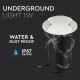 Spot LED etans 1W alb bidirectional cu montaj ingropat in pardoseala alb cald 12V