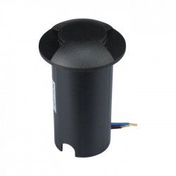 Spot LED etans 1W negru bidirectional cu montaj ingropat in pardoseala alb cald 12V