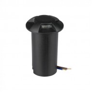 Spot LED etans 1W negru 4 directii cu montaj ingropat in pardoseala alb cald 12V
