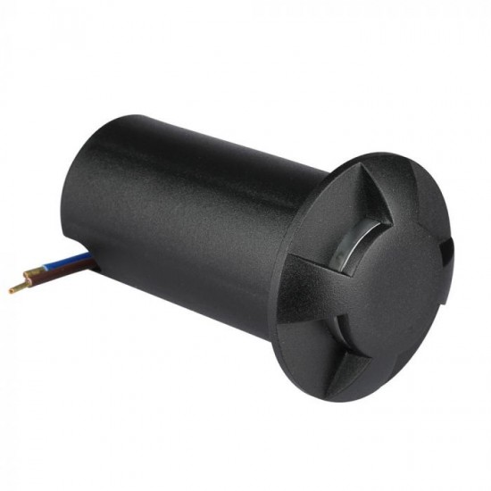 Spot LED etans 1W negru 4 directii cu montaj ingropat in pardoseala alb rece 12V