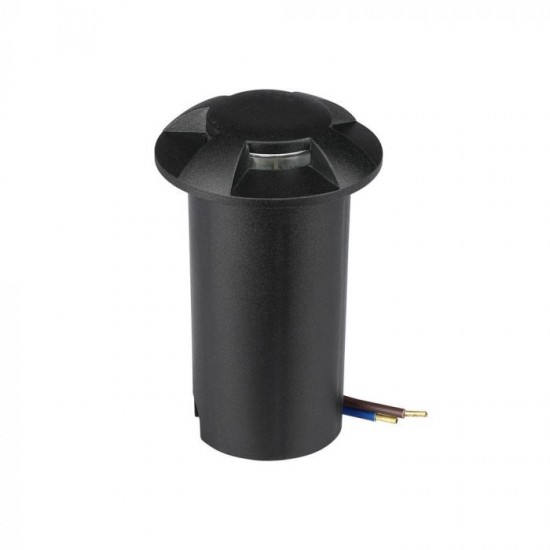 Spot LED etans 1W negru 4 directii cu montaj ingropat in pardoseala alb rece 12V