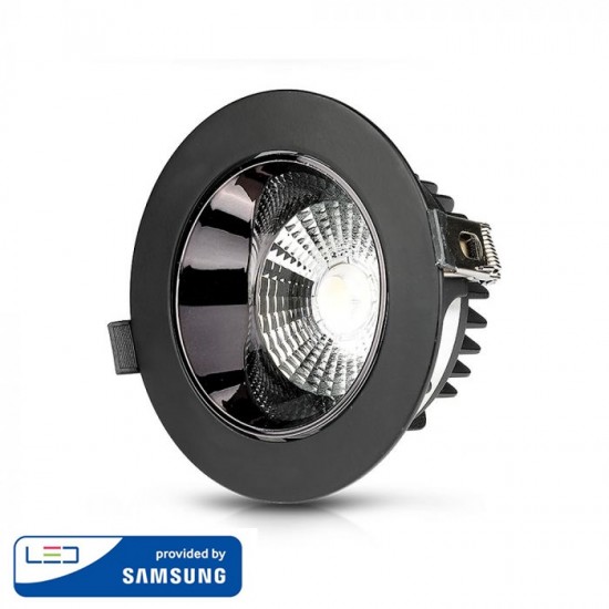 Spot LED orientabil 20W Rotund cip SAMSUNG cu reflector si rama neagra Alb Cald