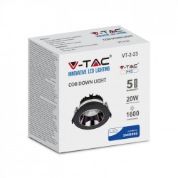 Spot LED orientabil 20W Rotund cip SAMSUNG cu reflector si rama neagra Alb Cald