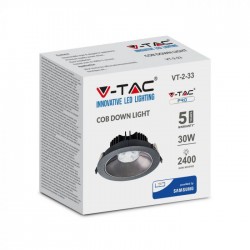 Spot LED orientabil 30W Rotund cip SAMSUNG cu reflector si rama neagra Alb Rece