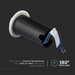 Spot LED etans 1W alb 4 directii cu montaj ingropat in pardoseala alb cald 12V