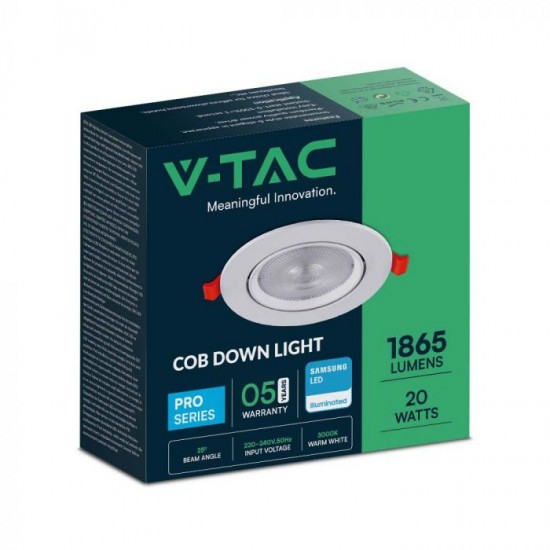 Spot LED 20W orientabil cu CIP SAMSUNG Rotund Alb Cald