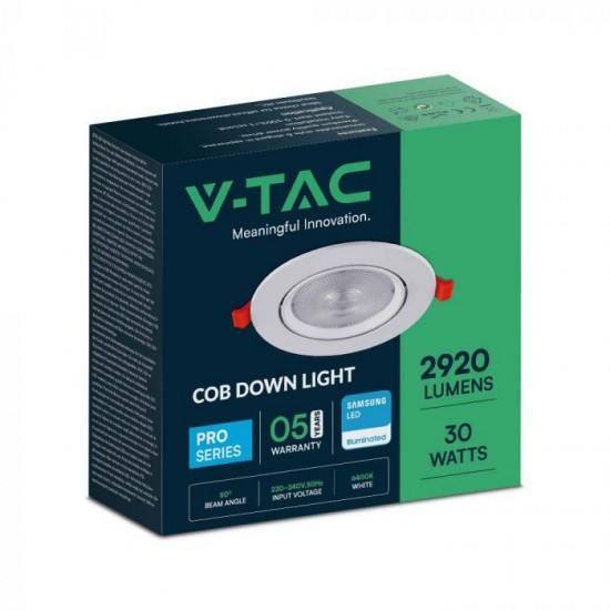 Spot LED 30W orientabil cu CIP SAMSUNG Rotund Alb Rece