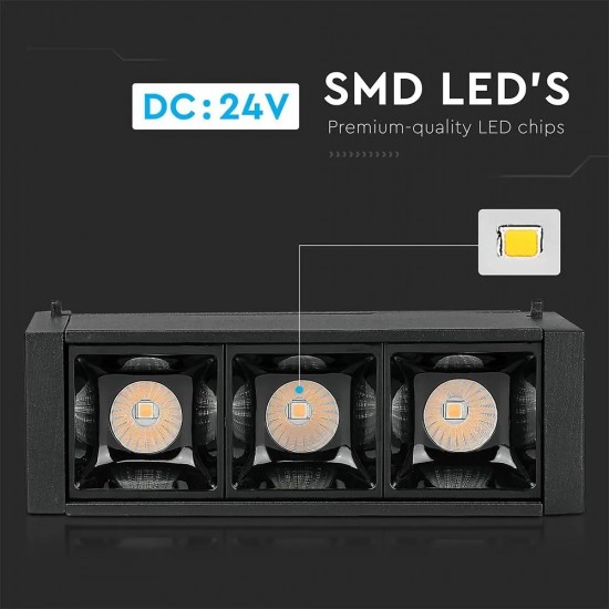 Spot LED liniar magnetic 3W Corp Negru Alb Cald