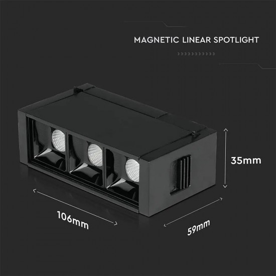 Spot LED liniar magnetic 3W Corp Negru Alb Cald