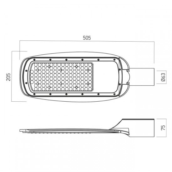 Corp de iluminat stradal LED 100W XALLEY corp gri IP65