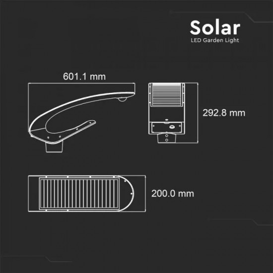 Lampa LED perimetrala solara 20W de gradina cu senzor si telecomanda RF