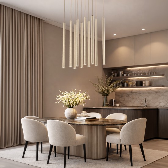 LAMPĂ PANDANTĂ FERRO SABIA CHAMPAGNE 10XG9 STRIP